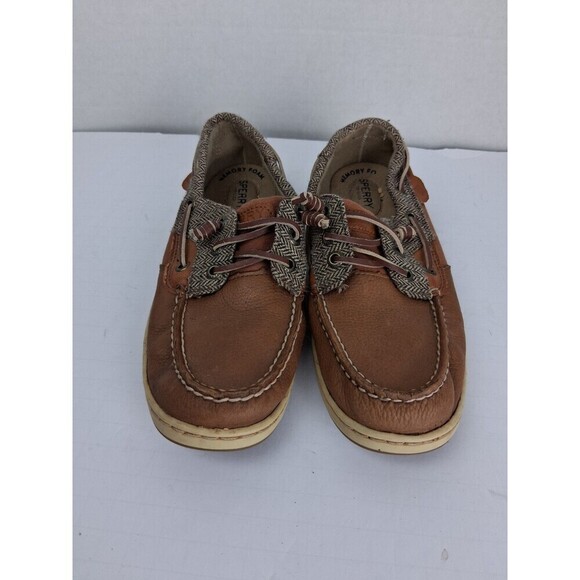 Spreey 7.5 Top Sider Boat Shoes Leather / Fabric Upper Brown Memory Foam #61421 - Picture 1 of 12